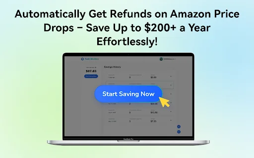 Task Monkey: รับเงินคืนจาก Amazon อัตโนมัติ – ส่วนขยายช่วยประหยัดเงิน - Screenshot 1