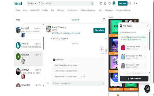 Vindy | ตัวช่วยเพิ่มยอดขาย Vinted อัปเกรดร้านค้าให้ปังด้วย AI - Screenshot 5