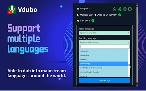 ดาวน์โหลด Vdubo ล่าสุด – พากย์เสียงวิดีโอ YouTube ด้วย AI ฟรี - Screenshot 2