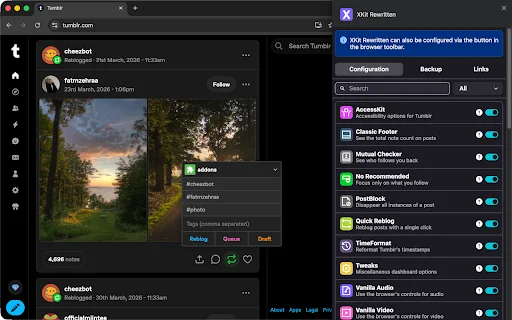 ดาวน์โหลด XKit Rewritten ล่าสุด – ปรับแต่ง Tumblr ของคุณให้สมบูรณ์แบบฟรี - Screenshot 2