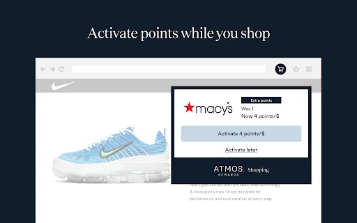 ดาวน์โหลด Atmos™ Rewards Shopping ส่วนขยายเบราว์เซอร์สะสมไมล์ฟรี - Screenshot 2