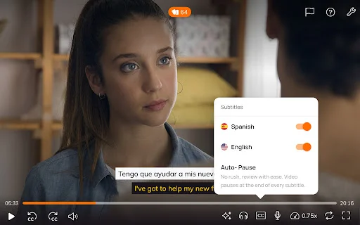 ดาวน์โหลด Lingopie ส่วนขยาย Chrome – เรียนภาษาผ่านซีรีส์และหนัง - Screenshot 4