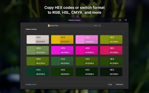 ดาวน์โหลด Palette Creator ส่วนขยายดึงชุดสีจากรูปภาพฟรีที่ดีที่สุด - Screenshot 3