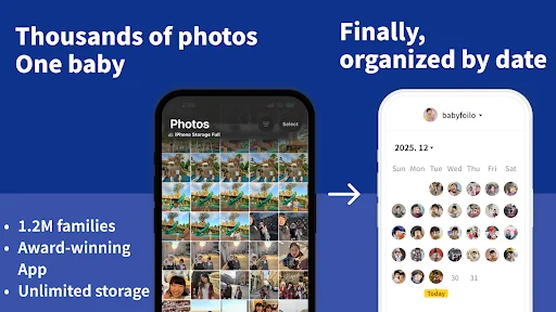 Babyfolio – แอปเก็บรูปภาพลูกน้อยและบันทึกพัฒนาการ ฟรีดาวน์โหลด - Screenshot 1