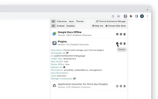 ดาวน์โหลด Plugins สำหรับ Chrome – จัดการส่วนขยายและตรวจสอบความปลอดภัยฟรี - Screenshot 3