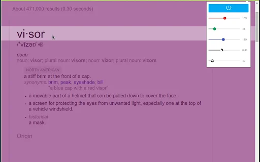 ดาวน์โหลด Visor สำหรับ Chrome – ตัวช่วยอ่านและลดอาการตาล้า - Screenshot 2